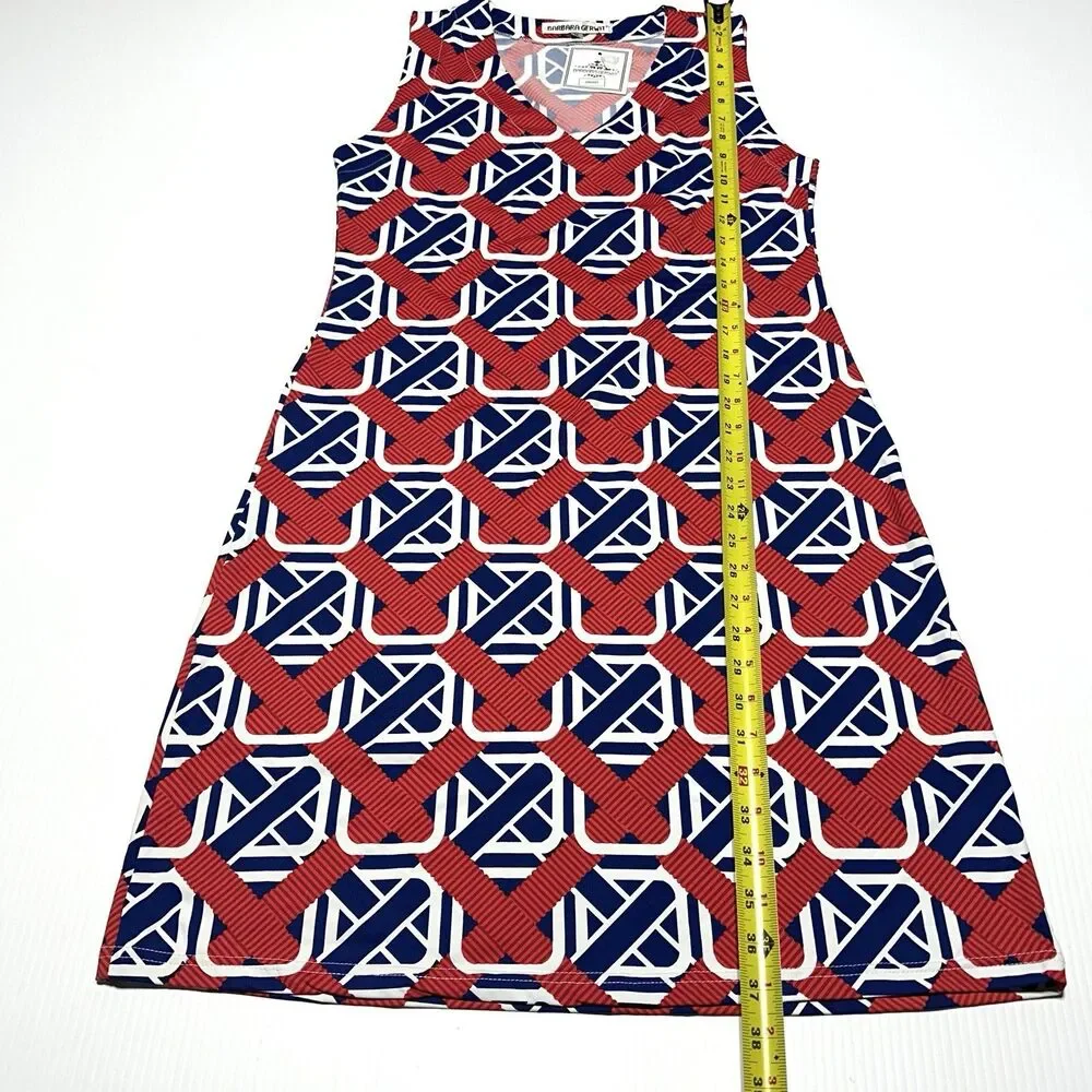 Barbara Gerwit Dress Womens M Medium Red White Blue Preppy Stretch NWT - Picture 9 of 9